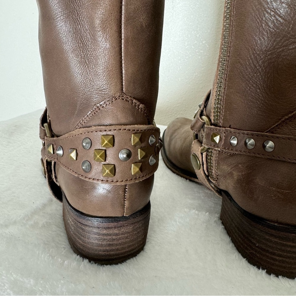 BP Knee High Brown Leather Studded Boots Size 6.5 M - Picture 8 of 10